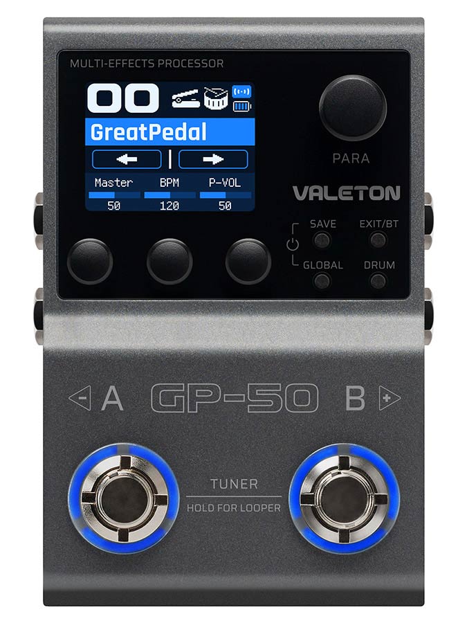 Valeton GP 50 / GP50 Multi Effects Processor NAM & IR Loader Exclusief Adapter, nieuw voor 2026, NU DUS NOG NIET LEVERBAAR