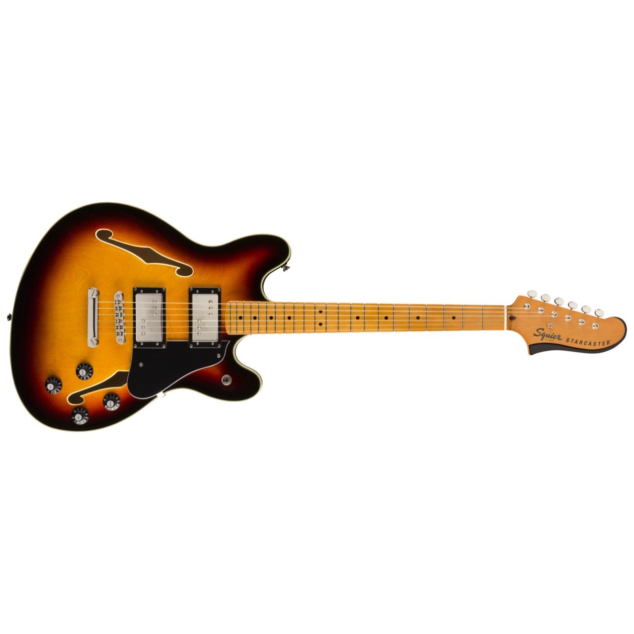 Squier Classic Vibe Starcaster, Maple Fingerbaord, 3-Color Sunburst, Model 0374590500 Semi Hollow Elektrische Gitaar