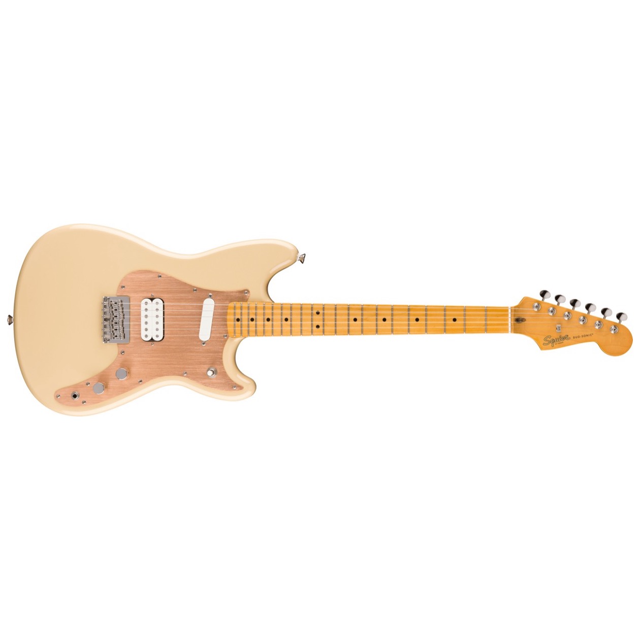 Squier Classic Vibe Duo-Sonic HS, Maple Fingerboard, Gold Anodized Pickguard, Desert Sand Model 0374096589 Elektrische Gitaar