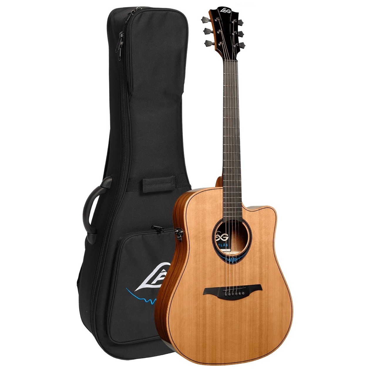 Lag TBW 2 DCE / TBW2 DCE Bluewave 2 Smart Guitar Dreadnought Cutaway Natural Inclusief Gig Bag