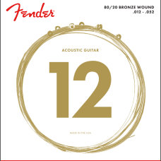 Fender 80/20 Bronze Acoustic Strings, Ball End, 70L Model 0730070403 .012-.052 Snarenset voor Western Gitaar