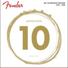 Fender 80/20 Bronze Acoustic Strings, Ball End, 70XL Model 0730070402 .010-.048 Gauges Snarenset voor Western Gitaar