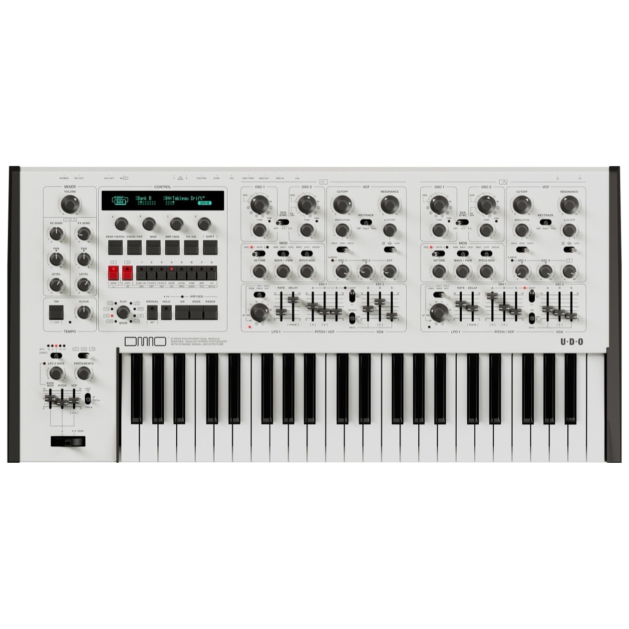 UDO Audio DMNO (DOMINO) 8 Voice, 2 Part Multitimbral Synthesizer, White Edition