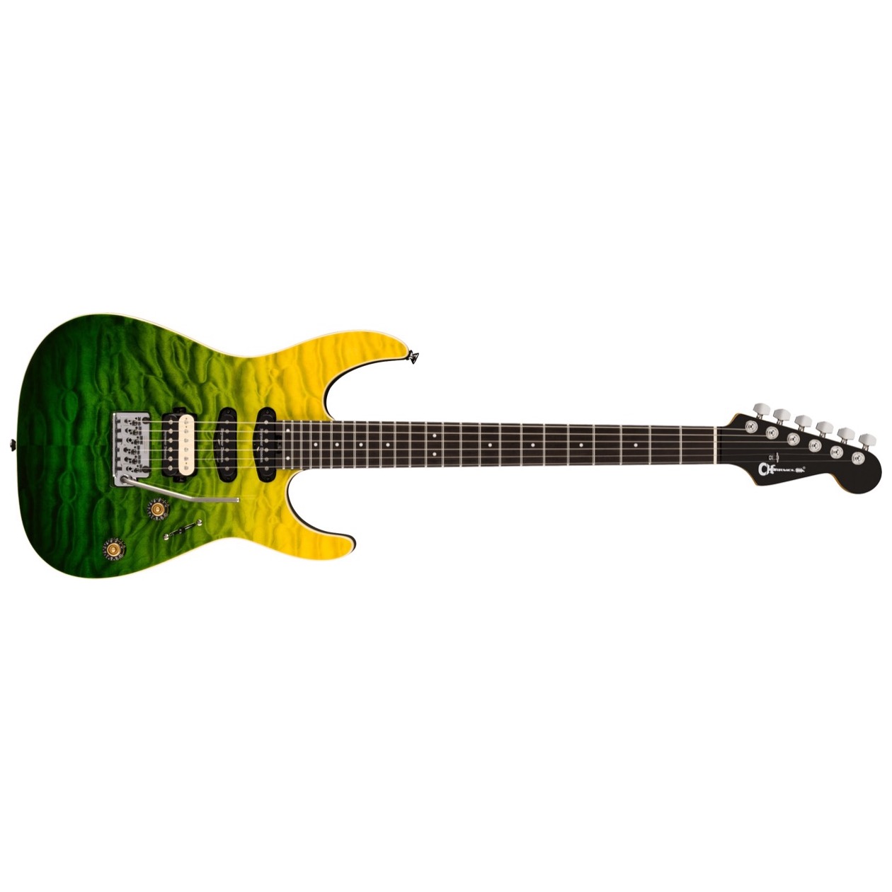 Charvel Pro-Mod Plus Dinky DK24 HSS 2PT EB QM, Ebony Fingerboard, Zombie Fade Model 2979813378 Inclusief Charvel Deluxe Gig Bag NATUURLIJK RUIM IN VOORRAAD BIJ UW CHARVEL DEALER, MEIBERGEN!