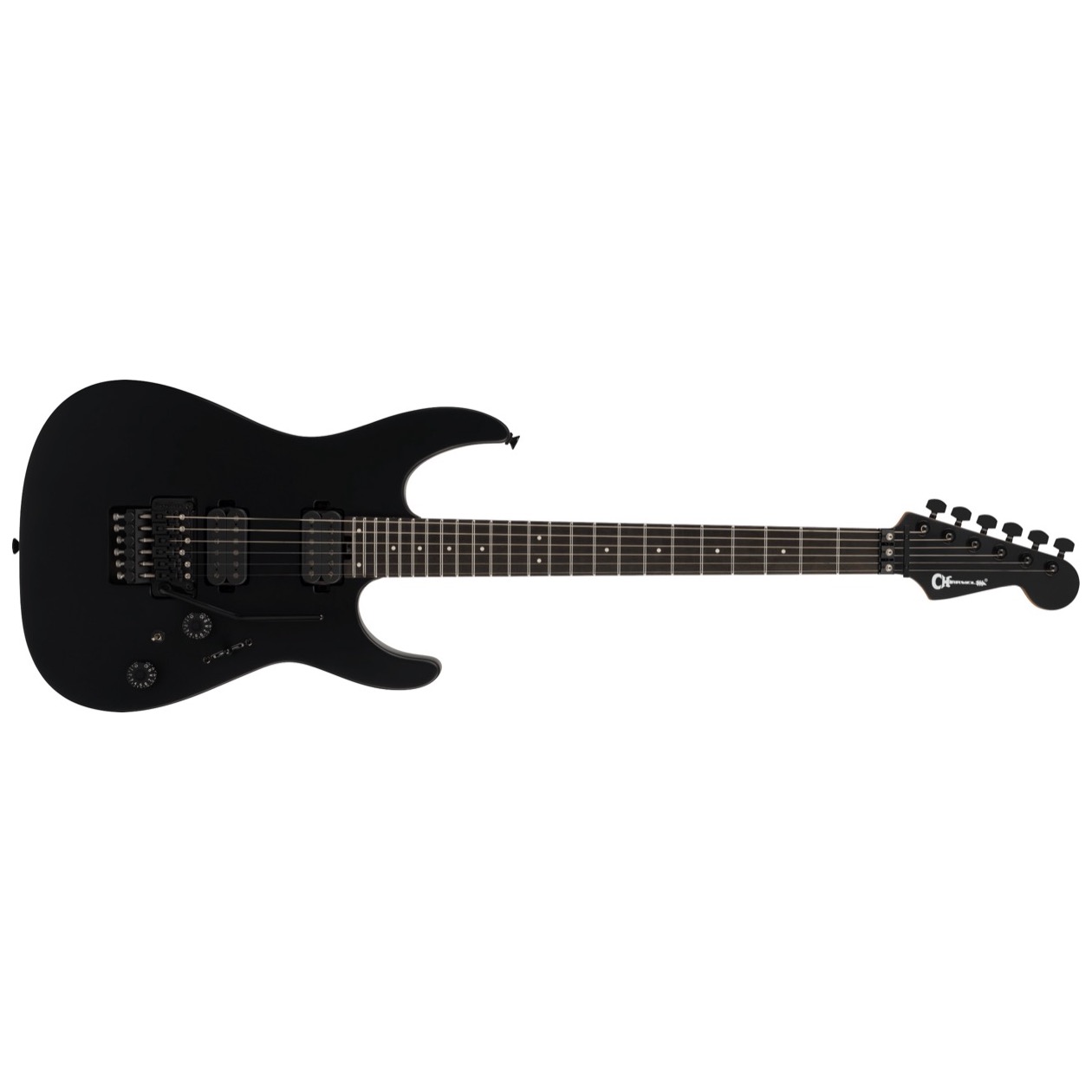 Charvel Pro-Mod Plus Dinky DK24 HH FR EB, Ebony Fingerboard - Satin Black Model 2979801368 Elektrische Gitaar Inclusief Charvel Deluxe Gig Bag