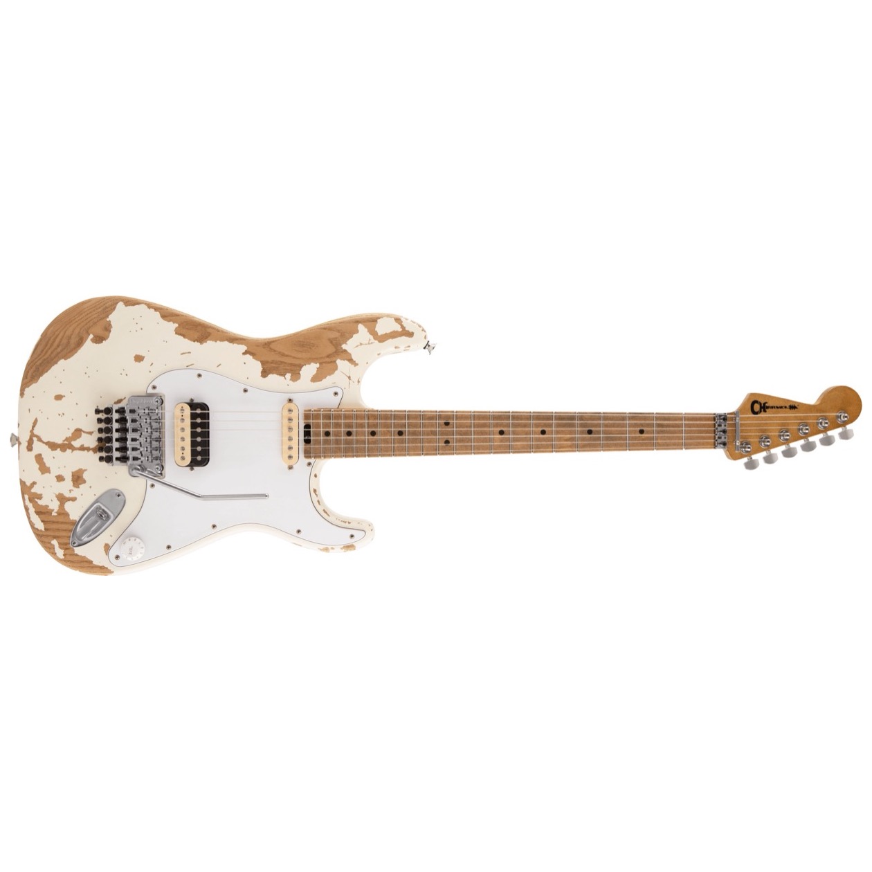 Charvel Henrik Danhage Limited Edition Signature Pro-Mod So-Cal Style 1 HS FR M, Maple Fingerboard, White Relic Model 2966035855 Inclusief Charvel Multi-Fit Hardshell Gig Bag