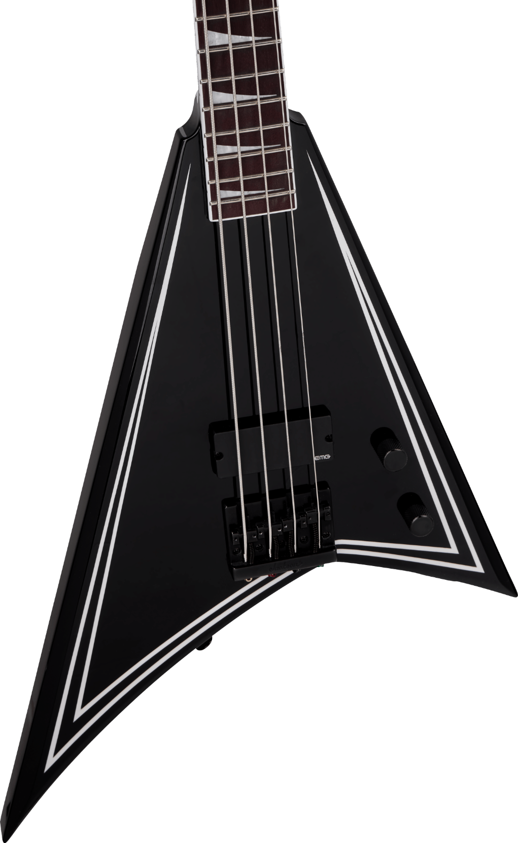 Jackson X Series RRB IV Rhoads Bass, Amaranth Fingerboard, Black with White Pinstripes Model 2919999599