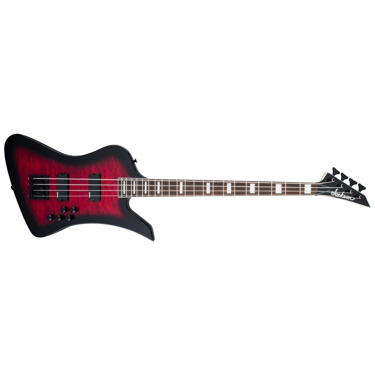 Jackson JS Series Kelly Bird JS3Q, Amaranth Fingerboard, Transparent Red Burst Basgitaar Model 2919093591