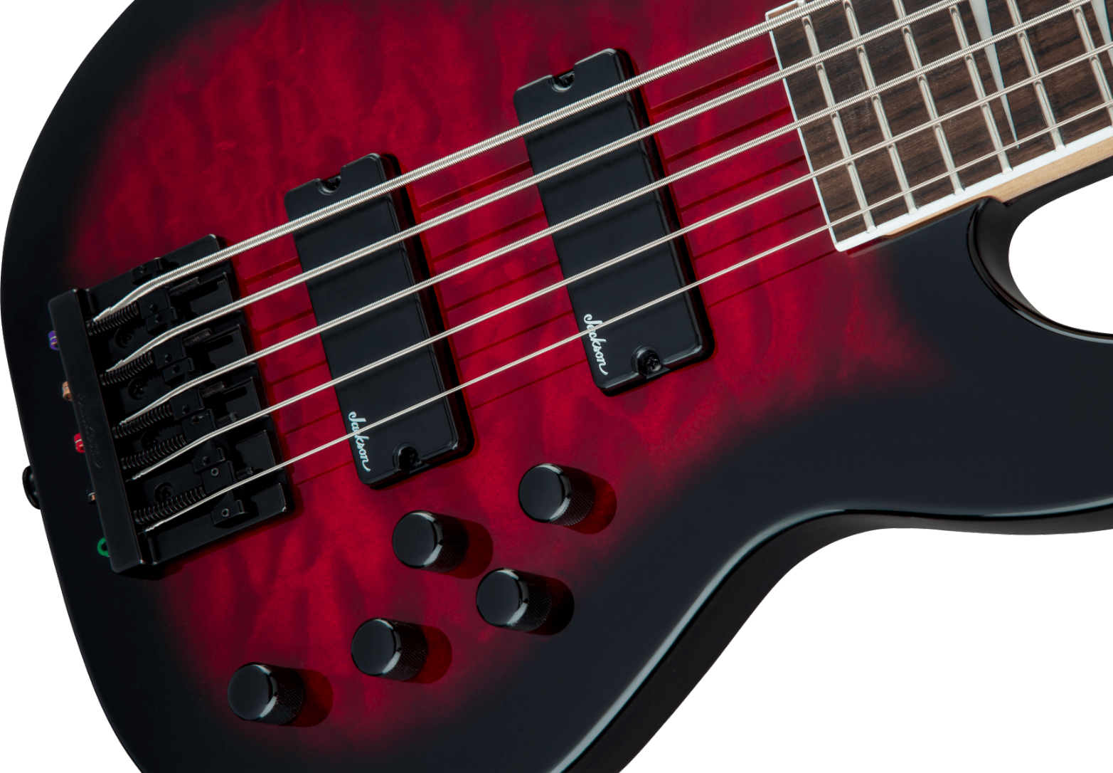 Jackson JS Series Concert Bass JS3VQ, Amaranth Fingerboard, Transparent Red Burst Model 2919021502