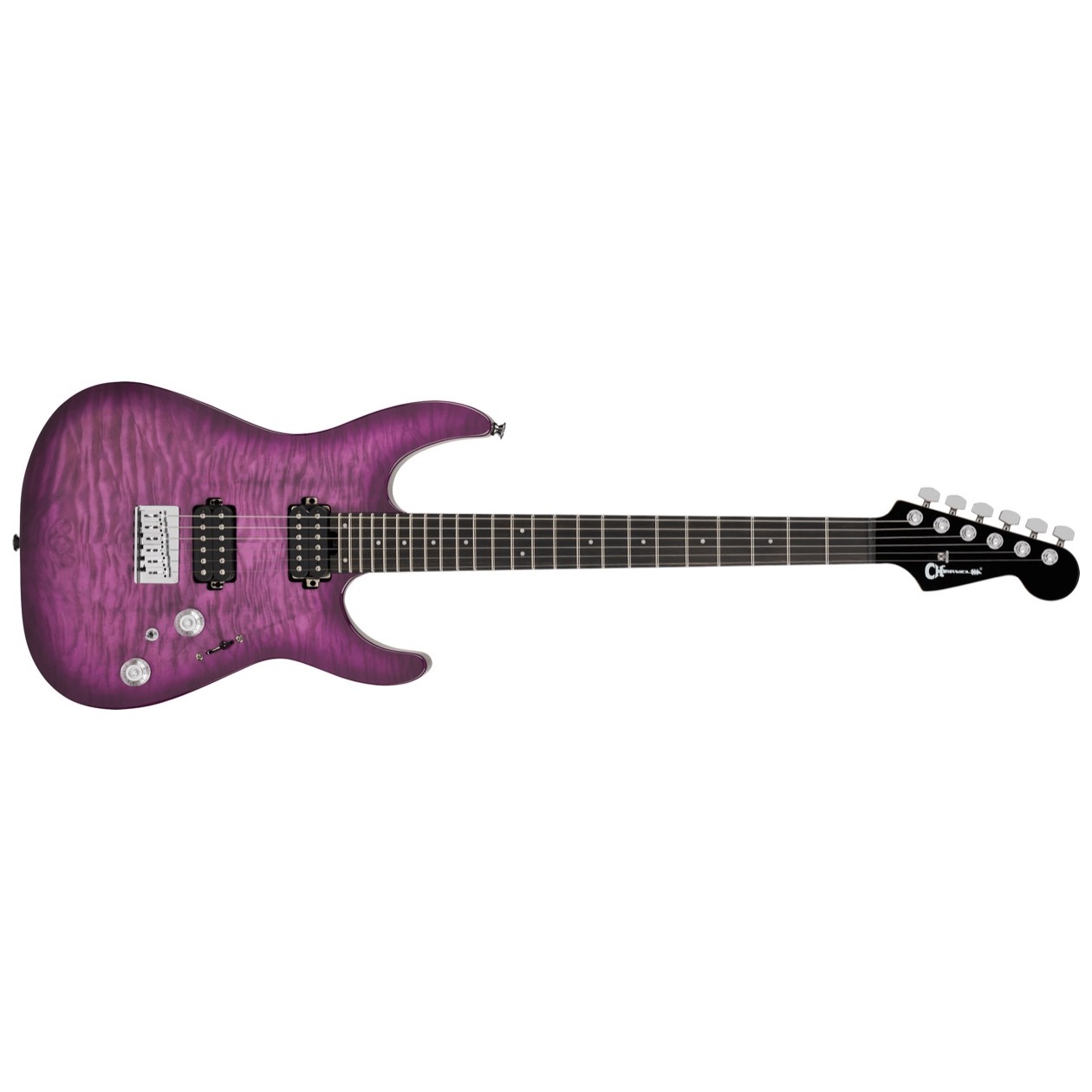 Charvel Pro-Mod Plus Dinky DK24 HH HT EB QM, Ebony Fingerboard, Violet Radiance Model 2979861592 Inclusief Charvel Deluxe Gig Bag