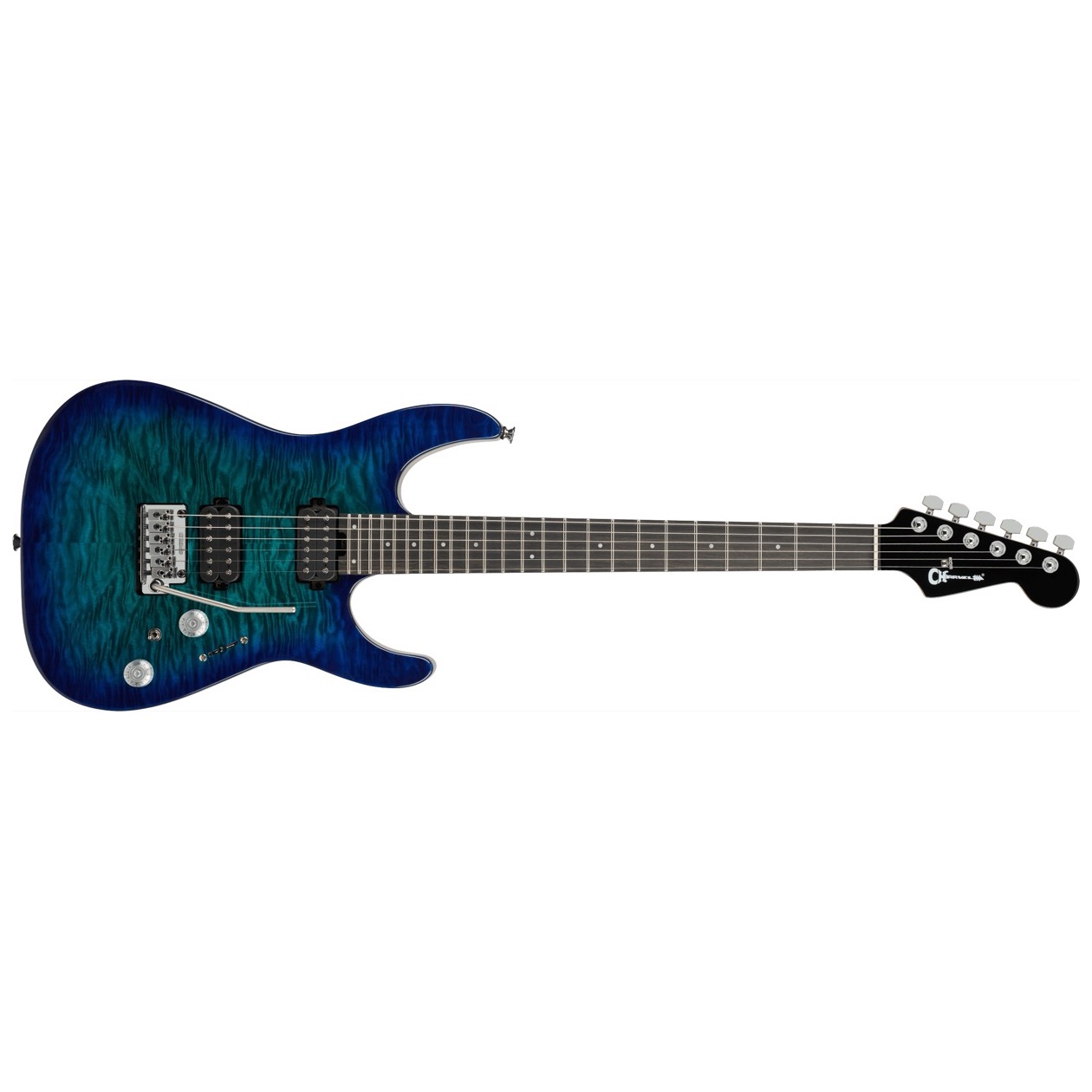 Charvel  Pro-Mod Plus Dinky DK24 HH 2PT EB QM, Ebony Fingerboard, Chlorine Burst Model 2972811521 Inclusief Charvel Deluxe Gig Bag