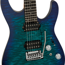 Charvel  Pro-Mod Plus Dinky DK24 HH 2PT EB QM, Ebony Fingerboard, Chlorine Burst Model 2972811521 Inclusief Charvel Deluxe Gig Bag