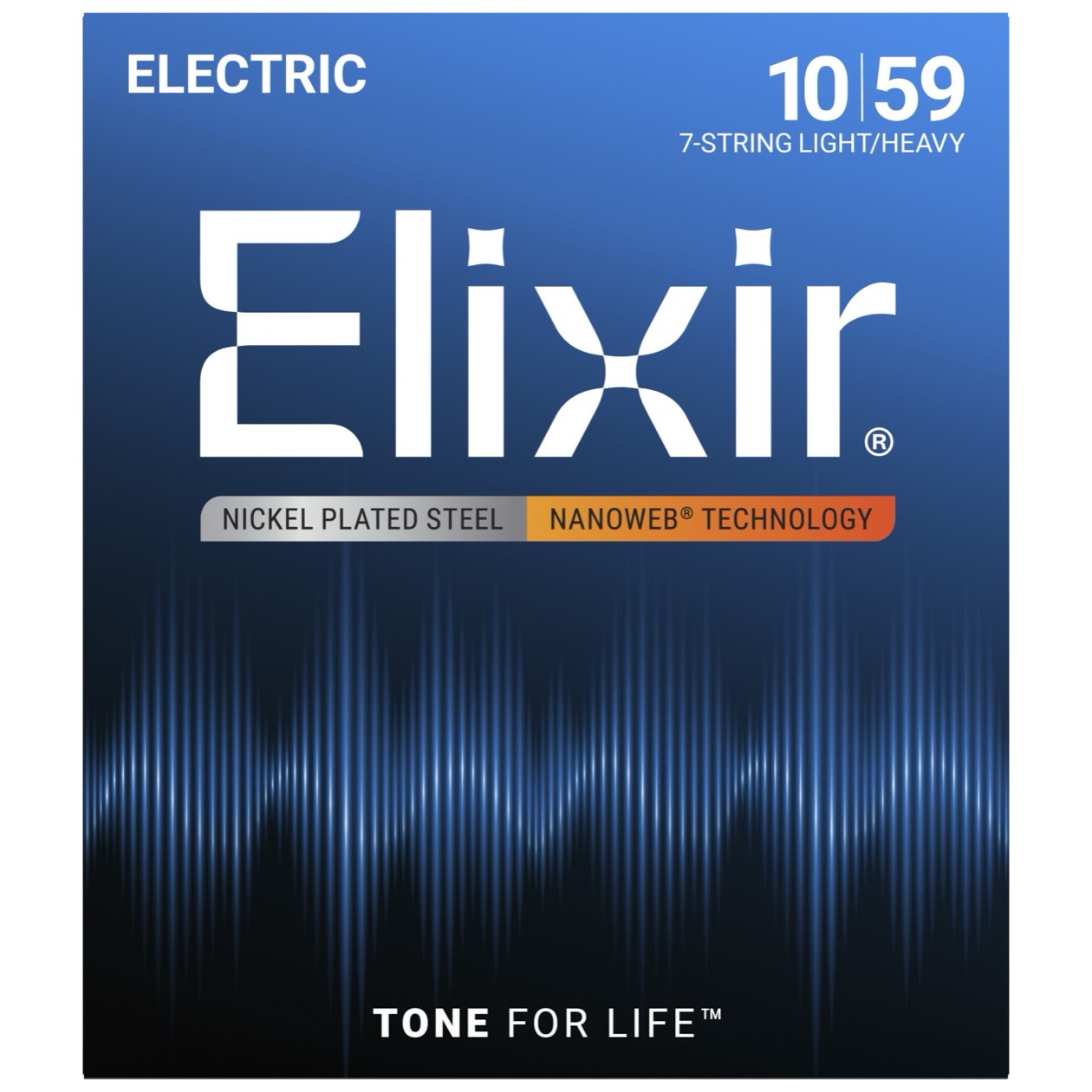 Elixir 12074 Nanoweb Snarenset voor 7 Snarige Elektrische Gitaar Set - Light Heavy 7-String 10-13-17-26-36-46-59