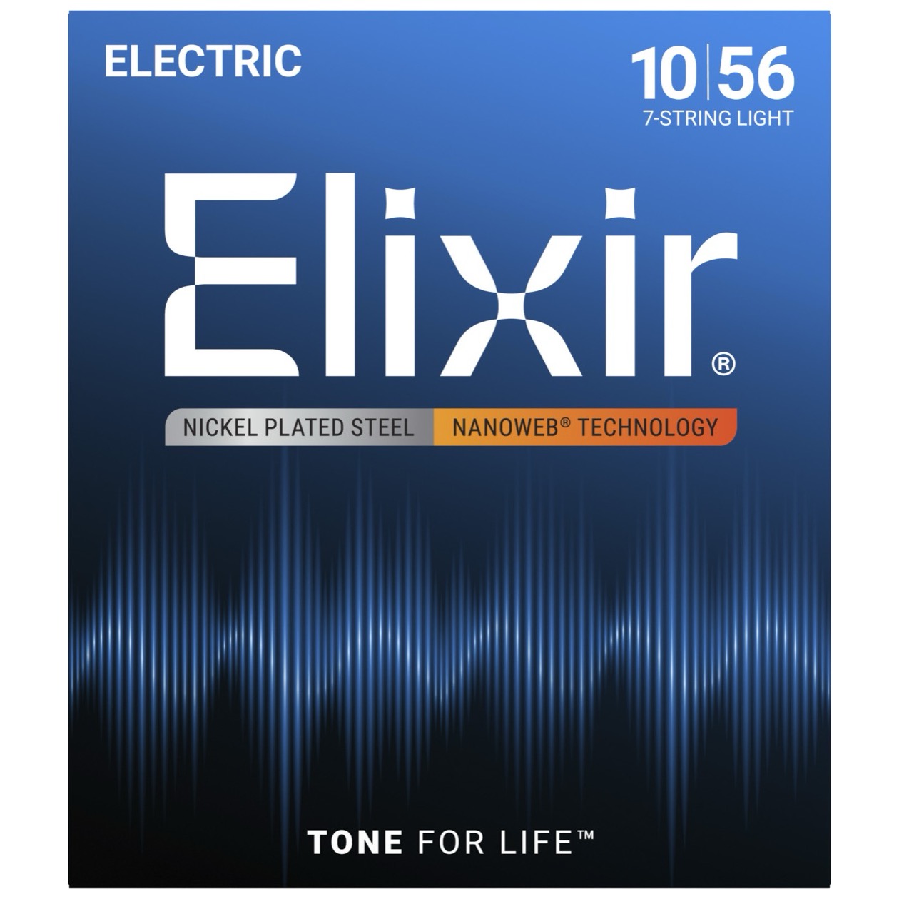 Elixir 12057 Nanoweb Snarenset voor 7 Snarige Elektrische Gitaar Set - Light 7-String 10-13-17-26-36-46-56
