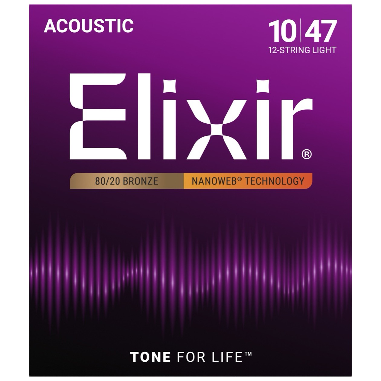 Elixir 11152 Nanoweb Snarenset voor 12 Snarige Akoestische Gitaar Set - Light 12 Strings Light 10-47