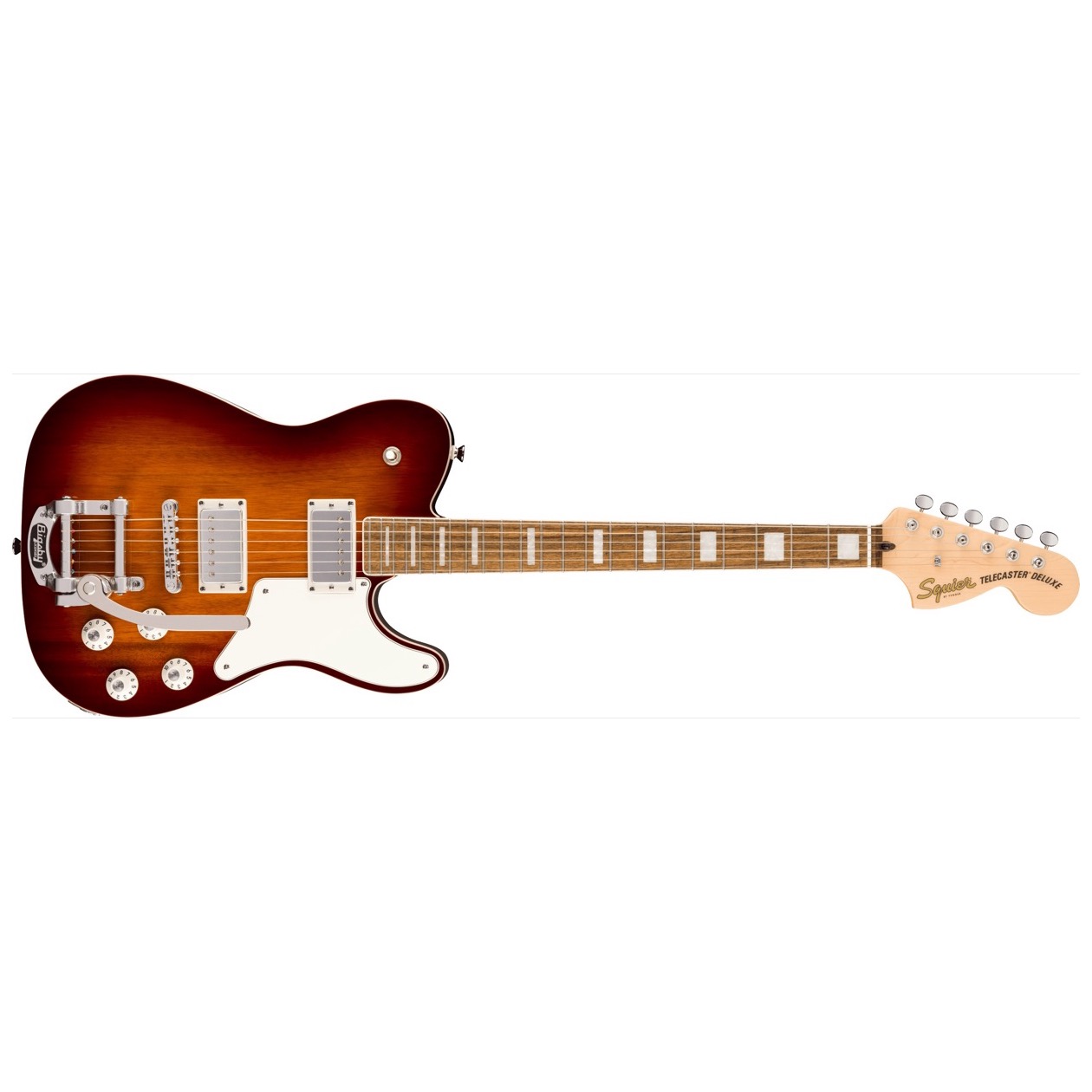 Squier Paranormal Troublemaker Telecaster Deluxe Bigsby, Laurel Fingerboard, Parchment Pickguard, Honey Sunburst Model 0377065542