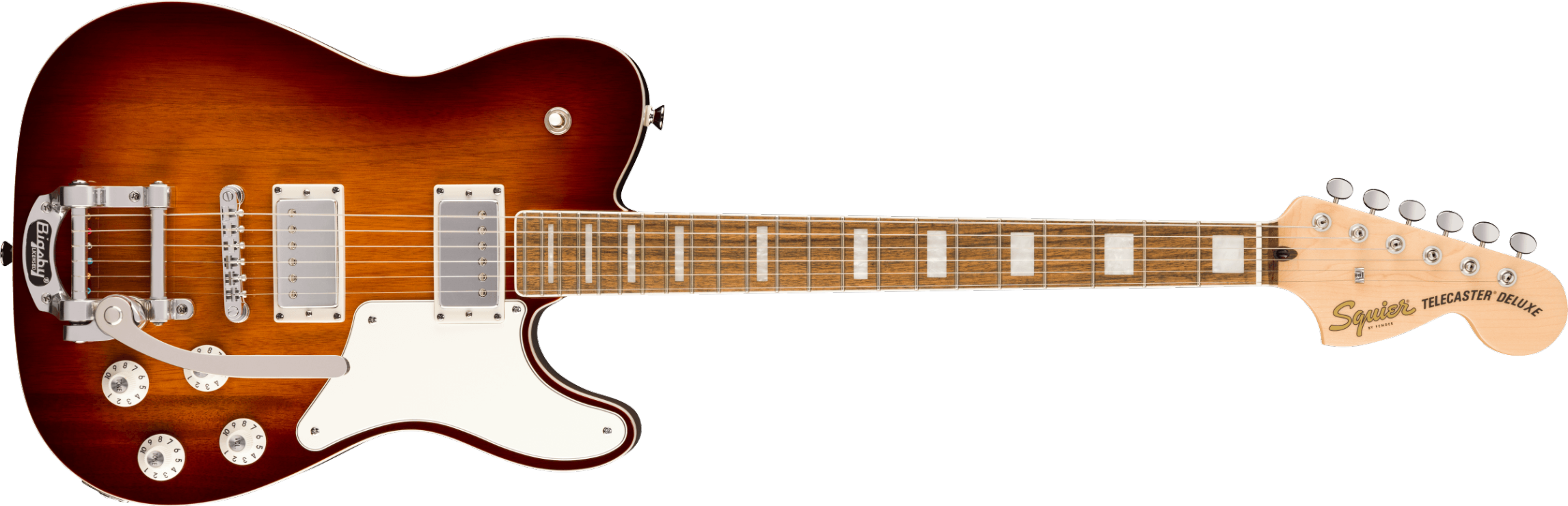 Squier Paranormal Troublemaker Telecaster Deluxe Bigsby, Laurel Fingerboard, Parchment Pickguard, Honey Sunburst Model 0377065542