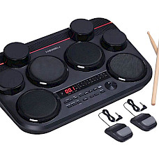 Medeli DD 325 BK / DD325BK Table drum with 8 pads, touch sensitive, 2 x pad pedals, incl. drumsticks Inclusief Adapter
