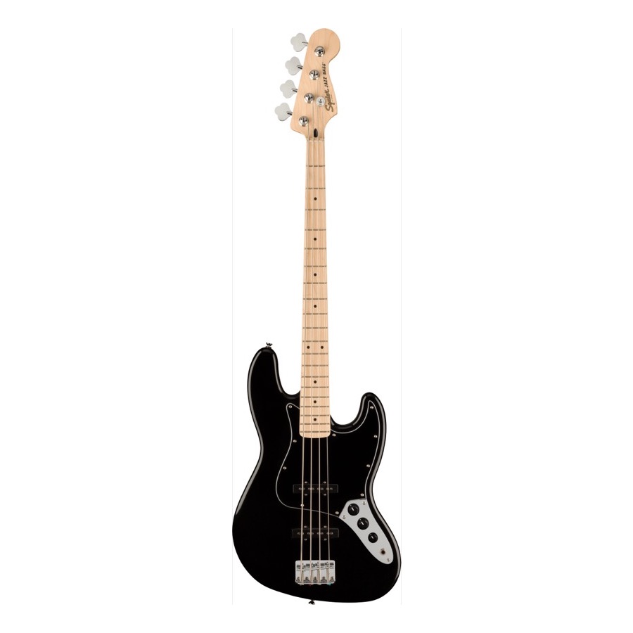 Fender Squier Affinity Series Jazz Bass, Maple Fingerboard, Black Pickguard, Black Elektrische Bas Gitaar