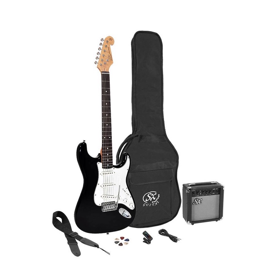 SX SE 1 SK34 BK / SE1SK34 BK Elektrisch gitaarpakket 3/4 gitaar Zwart voor Kids