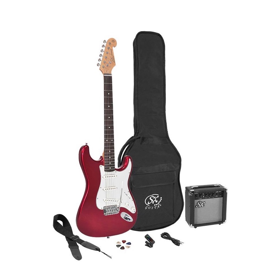 SX SE 1 SK34 CAR / SE1SK34 CAR Elektrisch gitaarpakket 3/4 gitaar Candy Apple Red voor Kids SUPERPRIJS !